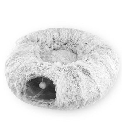 🐾 2-in-1 Foldable Cat Tunnel Bed – Soft, Warm & Perfect for Indoors!